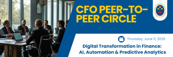 Promotional banner for the SCCC CFO Peer-to-Peer Circle on Digital Transformation in Finance, taking place June 11, 2026.